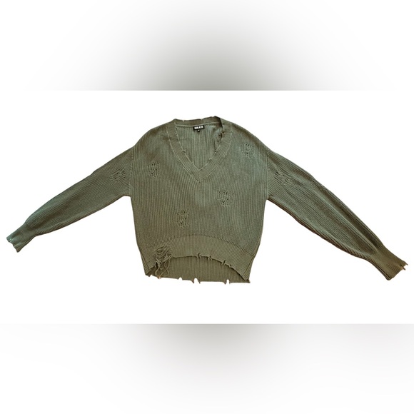 SER.O.YA Distressed Knit V-Neck Sweater